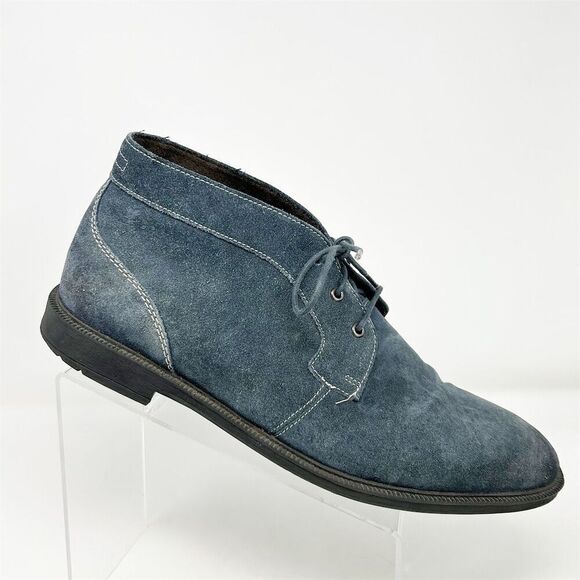 Stacy Adams Men's Blue Suede Chukka Boots Size 12 M Lace Up Memory Foam - Picture 1 of 12